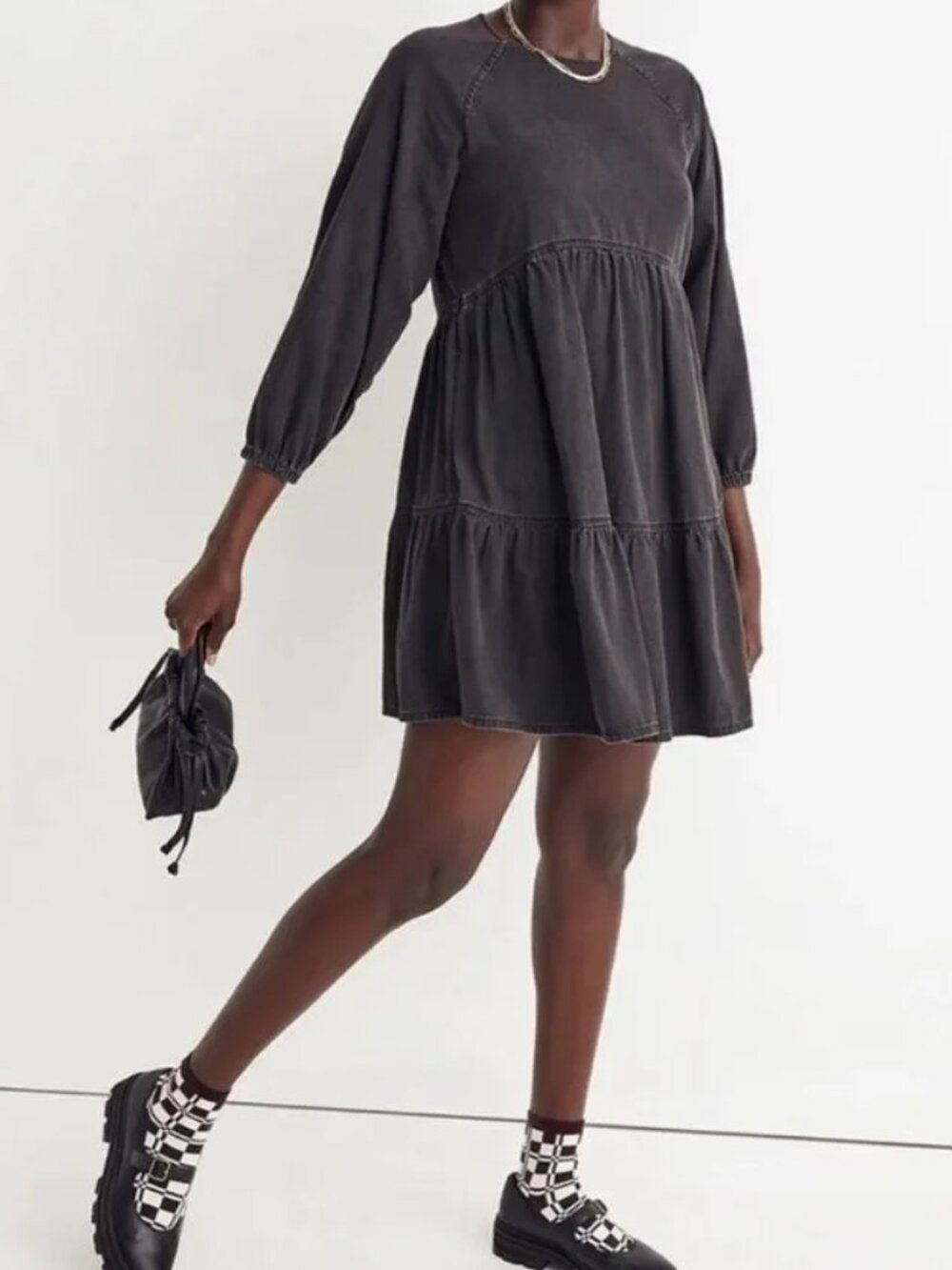 Madewell denim raglan sleeve mini dress lunar wash XS